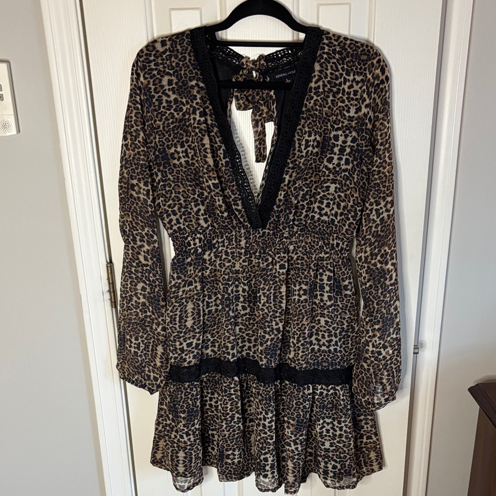 Kendall & Kylie Animal Print Long Sleeve Dress